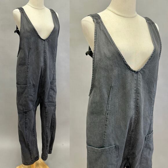 Free People We The Free High Roller Jumpsuit Mineral Black Size Medium like new! - Picture 8 of 16